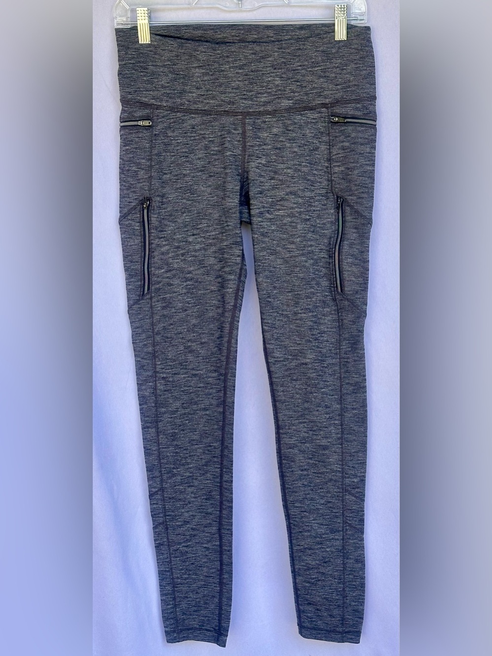 Athleta Gray Space Dye Zip Pocket High Rise Leggings M